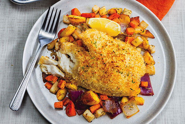 Sheet-Pan Parmesan Fish with Roasted Vegetables